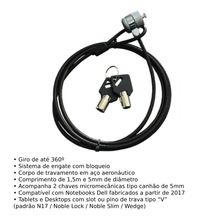 Trava de Segurança para Notebook Feasso FCL-03 com chave 1,5 metros Padrão V-N17