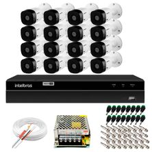 Kit CFTV Intelbras 16 Câmeras Bullet HD 1120 + DVR MHDX 1216