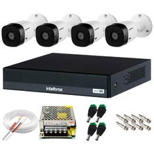 Kit CFTV Intelbras 4 Câmeras Bullet HDCVI Lite 2 VHL 1220 B + DVR MHDX 1004 C