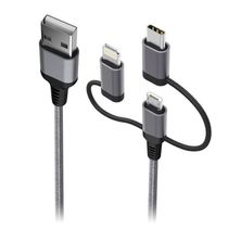 Cabo 3 em 1 Lightning MFI Micro-USB e USB-C 1,5m LMC31GR Geonav