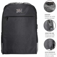 Mochila com Cadeado Notebook 15,6" Safety BK108 Preta OEX