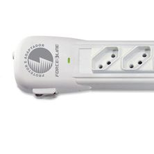 Protetor e Adaptador de Plástico 4 Tomadas, Bivolt, Cinza 7200 - Force Line