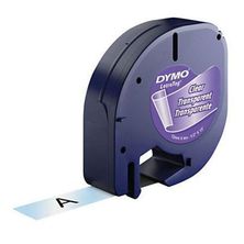 Fita Rotulador Letratag 12mm x 4m Preto/Transparente 16952 Dymo