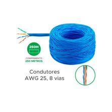 Cabo Alarme Multicores 8 Vias Rolo com 250m Azul 017-0220 Connect Pro