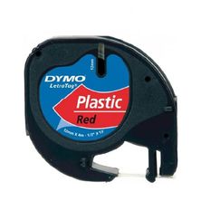 Fita Rotulador LetraTag (12mm x 4m) Plástico Preto/Vermelho 91333 – Dymo