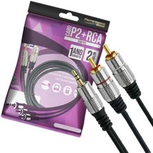 Cabo de Áudio P2 Estéreo para 2 RCA Macho 2 Metros Cabos Golden