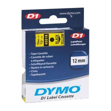 Fita Rotulador D1 Label Cassette, Autoadesiva, Poliester, 12mm x 7m, Preto/Amarelo 45018 - Dymo
