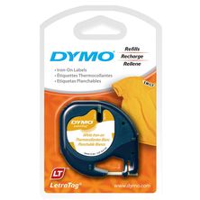 Fita Etiquetador Eletrônico LetraTag (12mm x 2m) Tecido, Preto/Branco Iron-On 18771 - Dymo