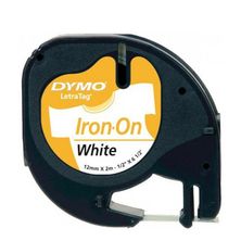 Fita Etiquetador Eletrônico LetraTag (12mm x 2m) Tecido, Preto/Branco Iron-On 18771 - Dymo