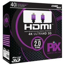 Cabo HDMI 2.0 4K UltraHD 19 018-4120, 40 metros - PIX