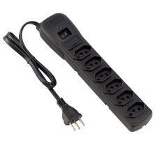 Filtro de Linha, Protetor Contra Surtos e Adaptador 6 Tomadas Preto 5006 - Force Line