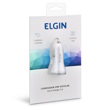Carregador Veicular com Entrada 12V e 2 Saídas USB 46RCV2USBQC0 Elgin